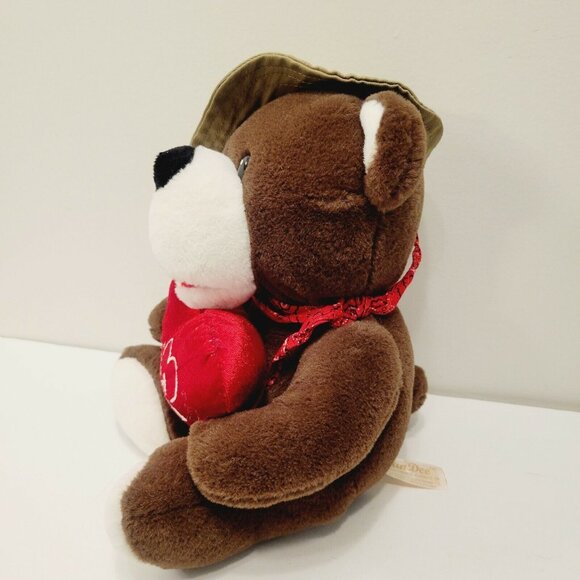 Vtg Brown Teddy Bear Forest Ranger "You're a Keeper" Dan Dee Heart Plush Toy - Picture 2 of 5